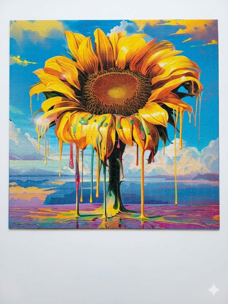Vibrant Dripping Sunflower Canvas Wall Art