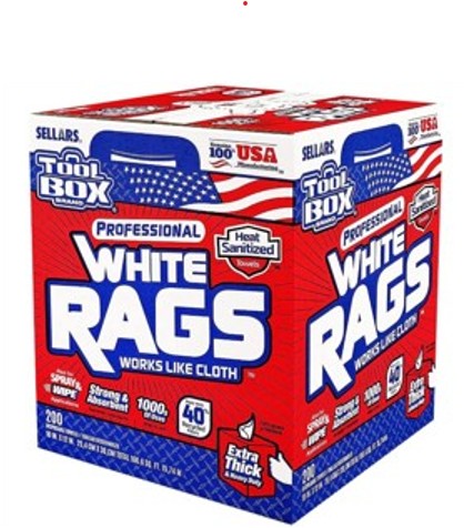 Tool Box White Rags (200 towels in box)