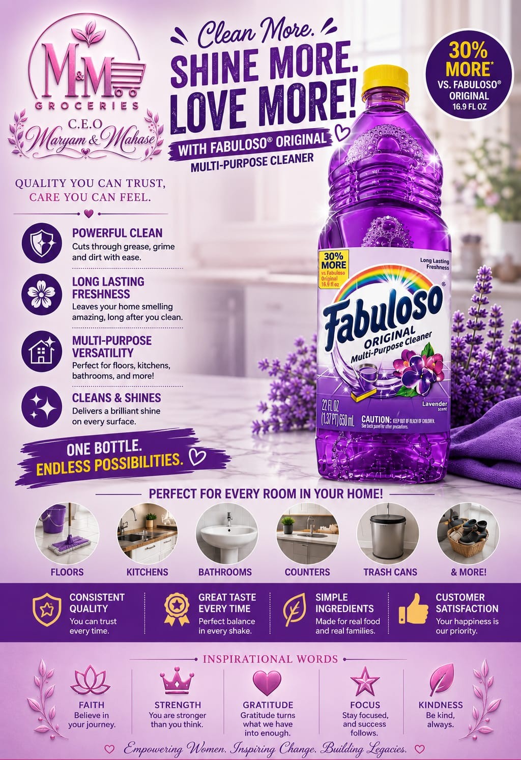 Fabuloso Original Multi-Purpose Cleaner (Lavender Scent) 16.9 fl oz size.
