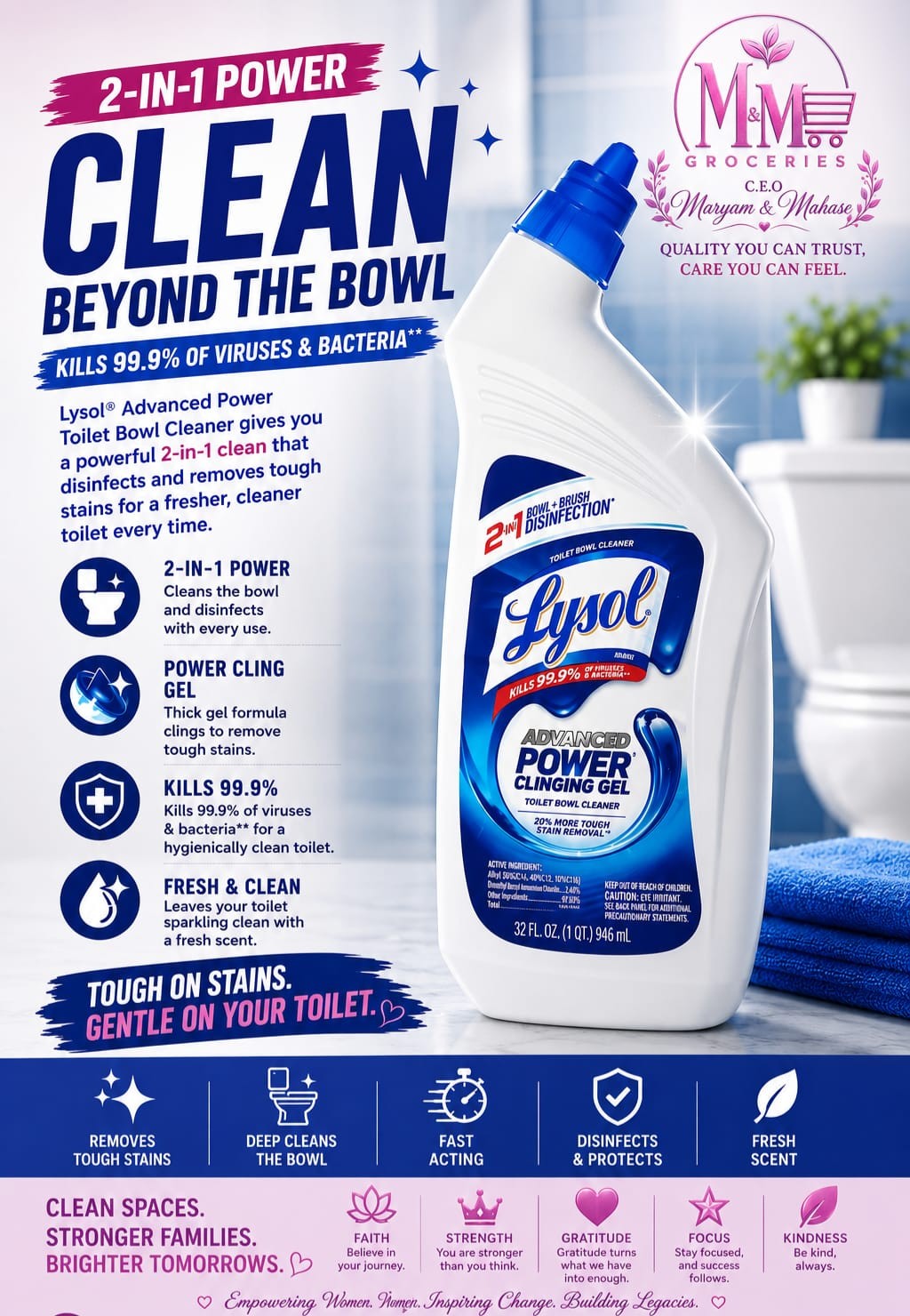 Lysol® Advanced Power Clinging Gel Toilet Bowl Cleaner