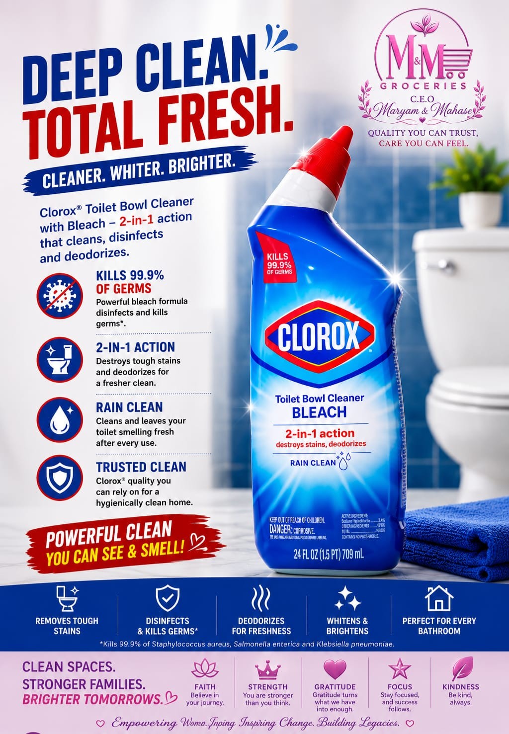 Clorox® Toilet Bowl Cleaner with Bleach 24 FL OZ (1.5 PT) 709 mL.