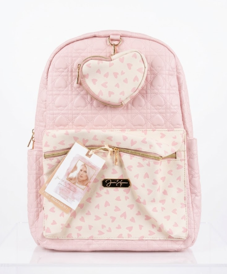 Jessica Simpson 2-Piece Quilted Heart Backpack Set – Chic Pink Fashion Backpack