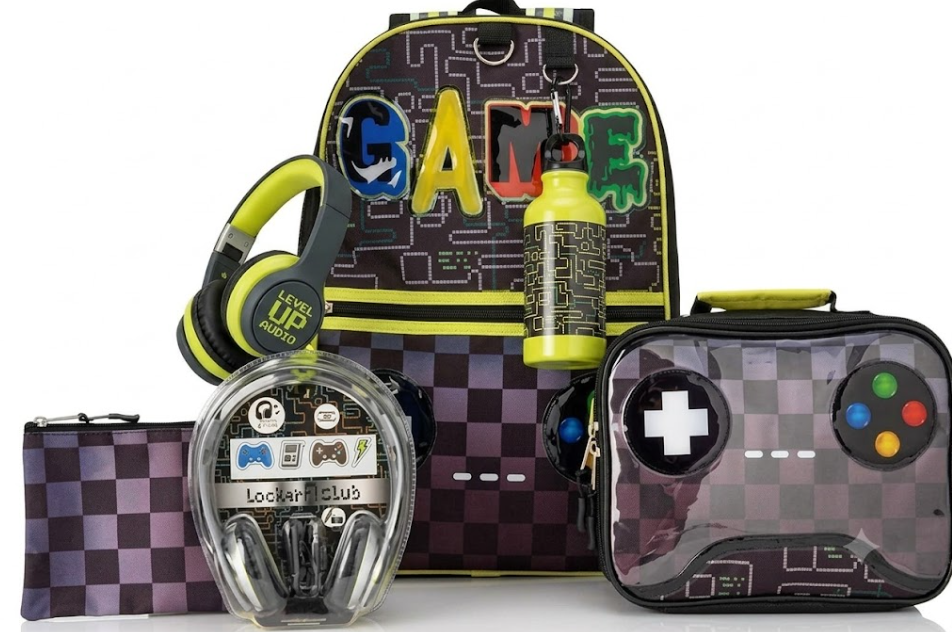 Kids Deluxe 6-Piece Gamer Level Up Backpack Set