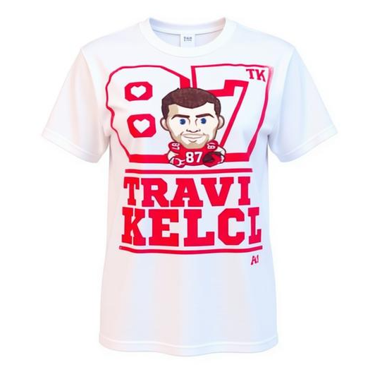Travis Kelce #87 Women's Graphic T-Shirt – White (Size XS)