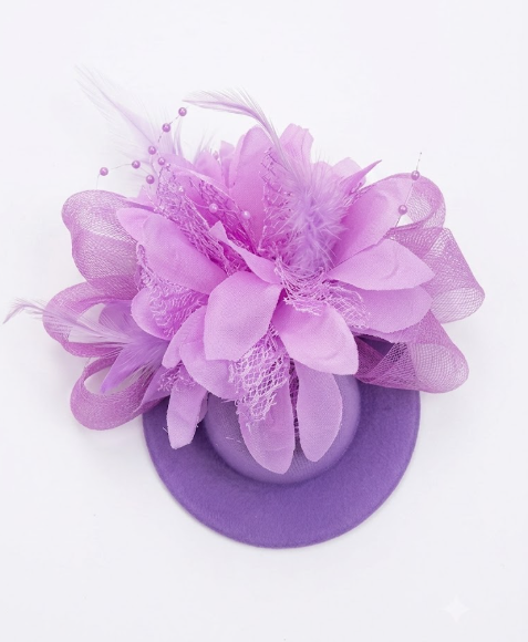 Feather & Mesh Flower Fascinator Hair Clip
