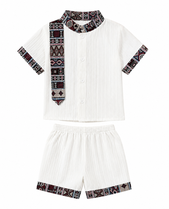 Kids Traditional White Outfit Set with Matching Cap & Scarf – Size 2–3 Years