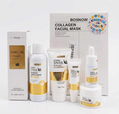 LAIKOU Korea Snail Skin Care Set with Hoygi Snail 96 Mucin & Bosnow Collagen Mask – 7-Piece Anti-Aging & Hydrating Routine
