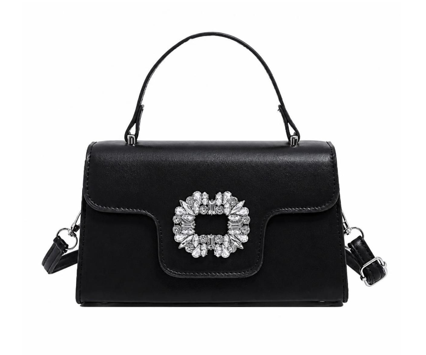 Faux Leather Embellished Flap Crossbody Bag