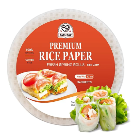 52USA Premium Rice Paper Sheets (22cm, 34 Count) – 100% Natural