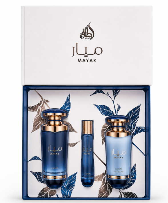 Lattafa Mayar 3-Piece Luxury Gift Set for Women | 100ml EDP, 50ml Hair Mist, 12ml Travel Spray