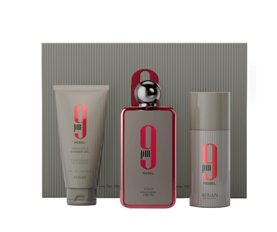 Afnan 9 PM Rebel 3-Piece Luxury Gift Set for Unisex | 100ml (3.4 oz) EDP, 150ml