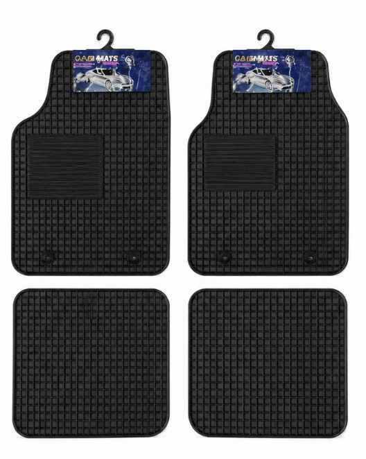 4-Piece Heavy Duty Rubber Car Mat Set