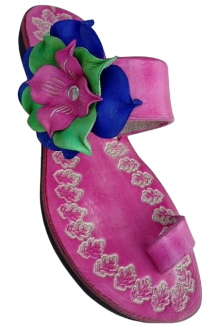 "Tropical Bloom" Handcrafted Slipper (size 5)