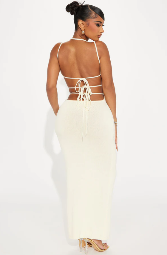 Cream Knit Maxi Dress Size: Large