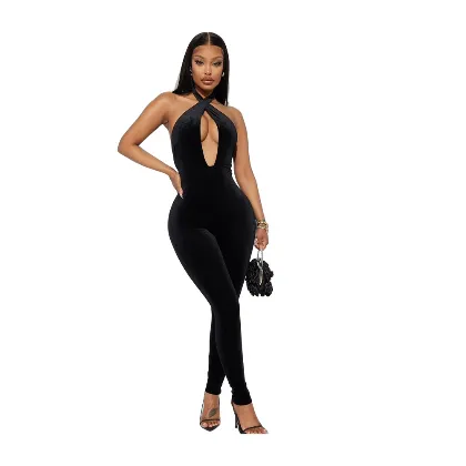 Black Velvet Jumpsuit Size: Small