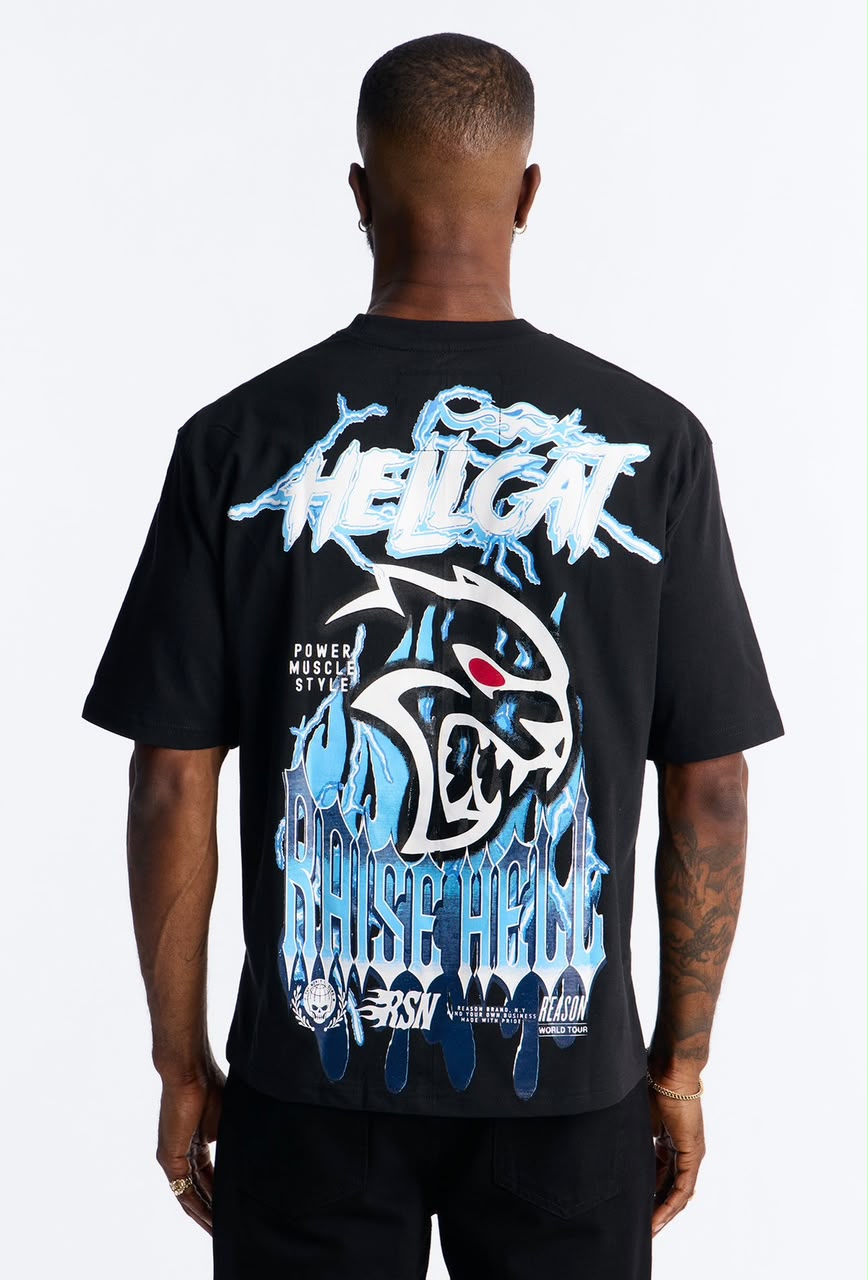 Men Black Hellcat Raise Short Sleeve Tee- Size: Medium