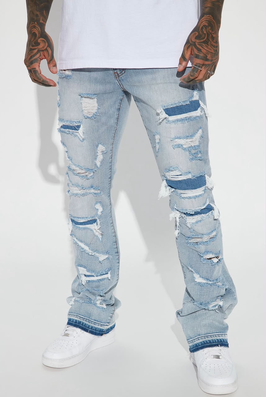 Men Blue Wash Denim Jeans- Size: 38
