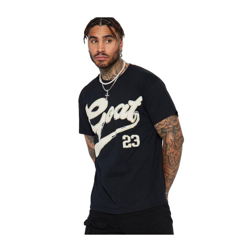 Men Black Goat Short Sleeve Tee- Size: Medium