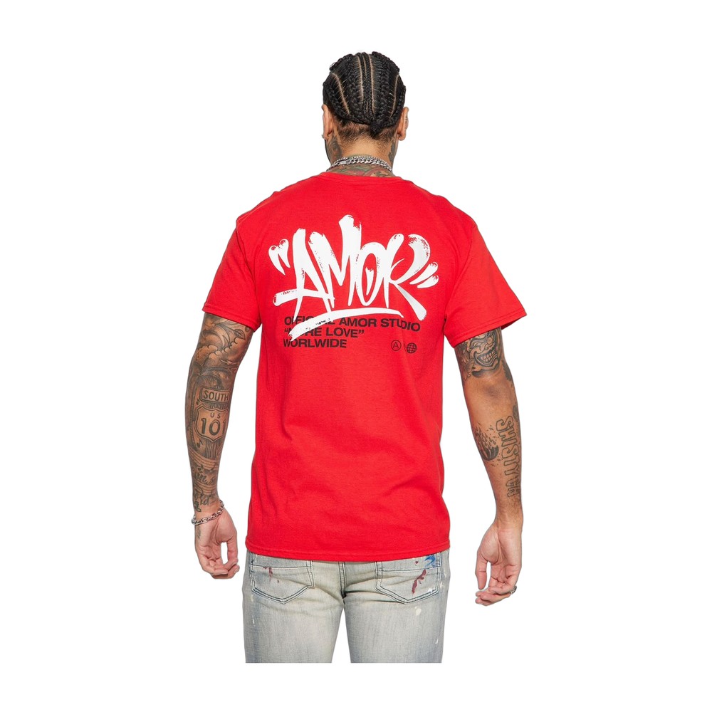 Amor Red Men Short Sleeve Tee- Size: Medium
