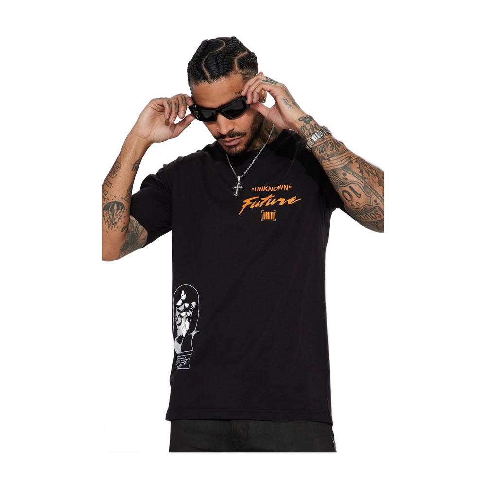 Men Black Unknown Future Short Sleeve Tee- Size: Large