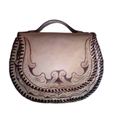Artisanal Tooled Leather Saddle Bag