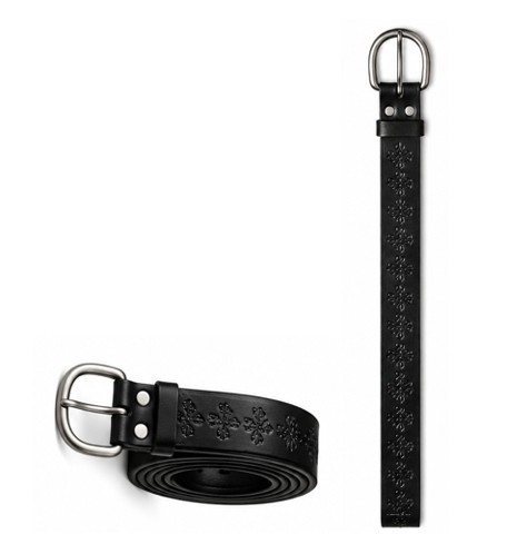 Embossed Classic Black Leather Belt
