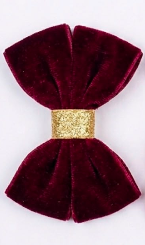 Elegant Velvet Hair Bow with Gold Glitter Center – Classic Handmade Hair Clip for Girls & Women