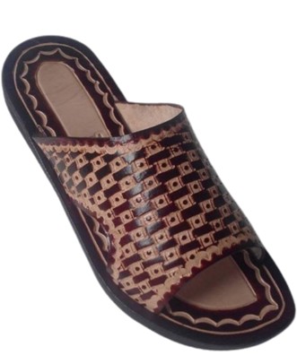 Handcrafted Hand-Tooled Leather Slide Sandals