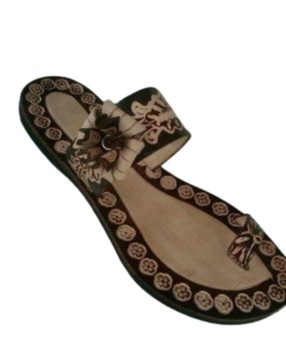 Botanical Hand-Tooled Leather Flower Sandals