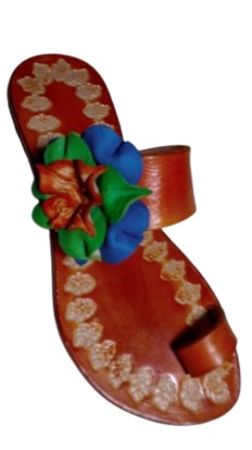Orange Tropical Bloom Handcrafted Slipper