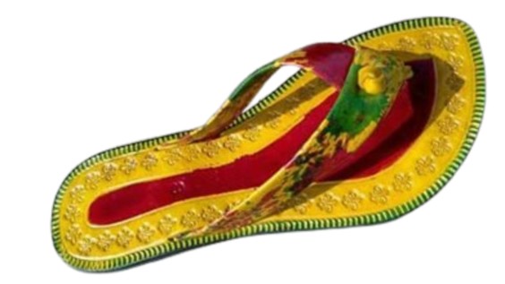 Artisanal Hand-Painted Red, Yellow & Green Thong Sandals