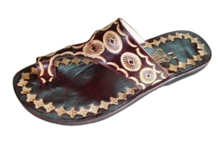 Hand-Tooled Starburst Leather Toe-Loop Sandal with Star Border