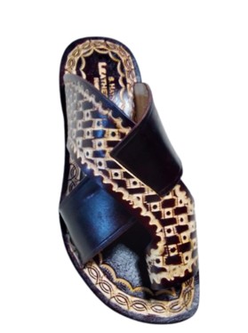Handcrafted Embossed Leather Cross-Strap Sandal