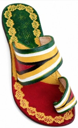 The Golden Arrow Head Leather Slide with Floral Embossing