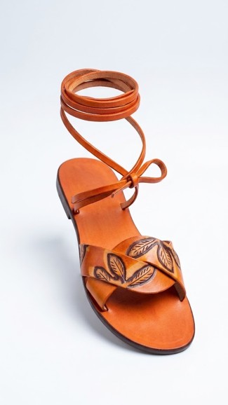 Handcrafted Orange Lace-Up Gladiator Sandal