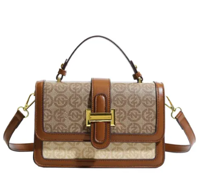 Classic Monogram & Tan Leather Top Handle Bag