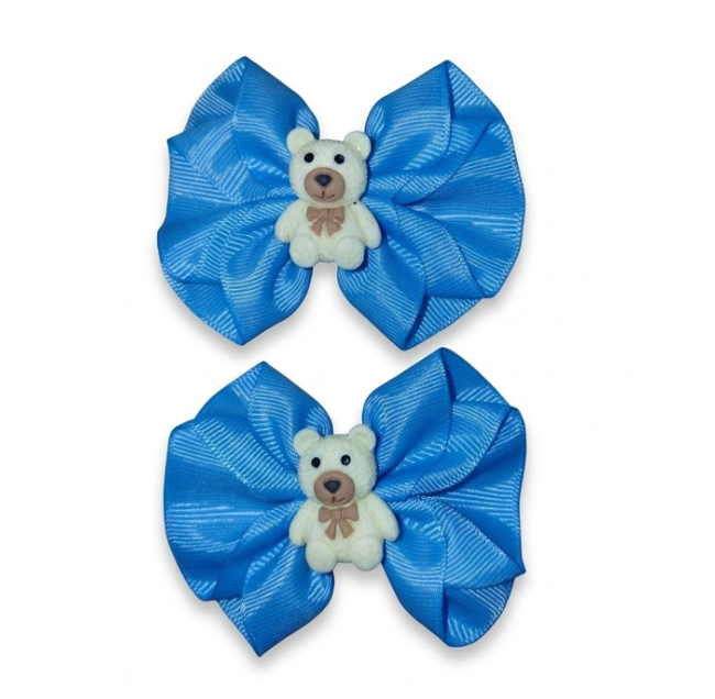 Cute Grosgrain Hair Bow Set with Teddy Bear Centerpieces (Pack of 2)