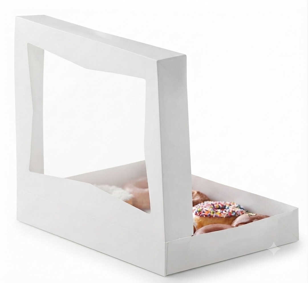 Premium White Window Donut & Bakery Box