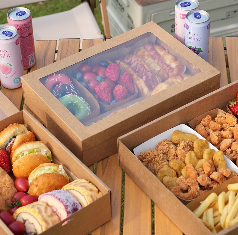 Kraft Window Catering/Picnic  Boxes -Window Lids for Charcuterie /Grazing