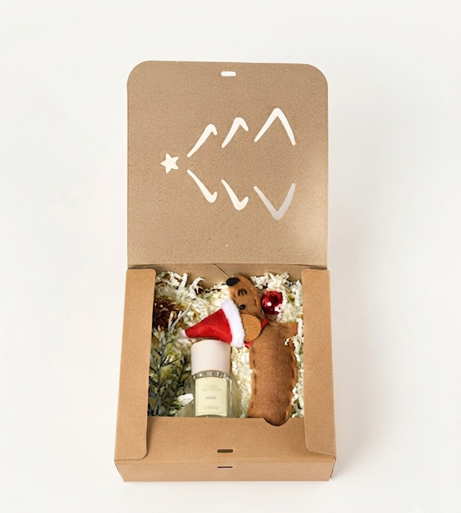 Square Kraft Paper in Flip Lid Red Bow Boxes