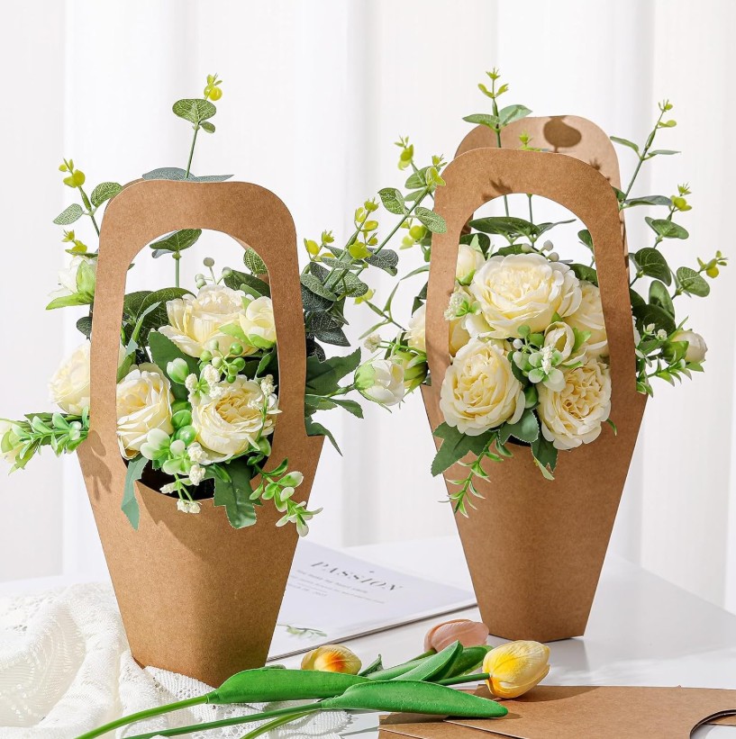 Kraft Paper Bouquet Holder for Flowers -Valentines Day