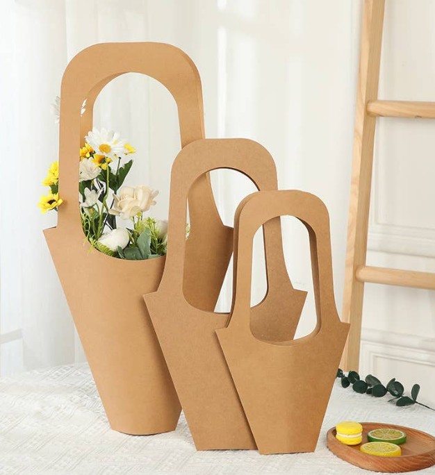 Kraft Paper Bouquet Holder for Flowers -Valentines Day