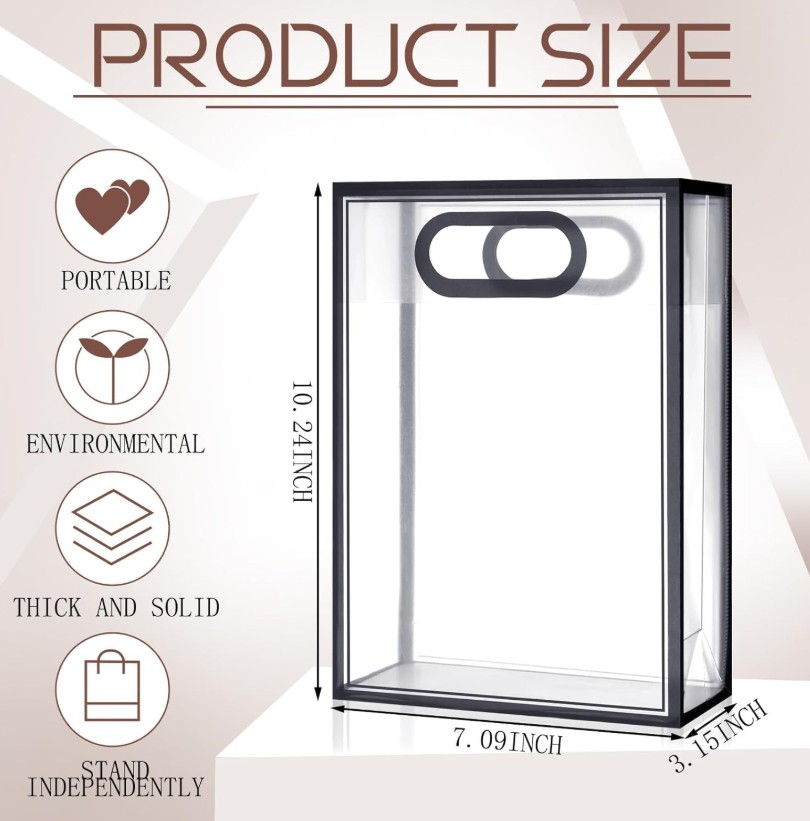 Clear Plastic Gift Packaging Bags with Handles - Flower Bouquets 7" * 3" * 10" in