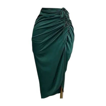 EMERY ROSE Women's Fashion Solid Color Drawstring Tie Long Skirt.