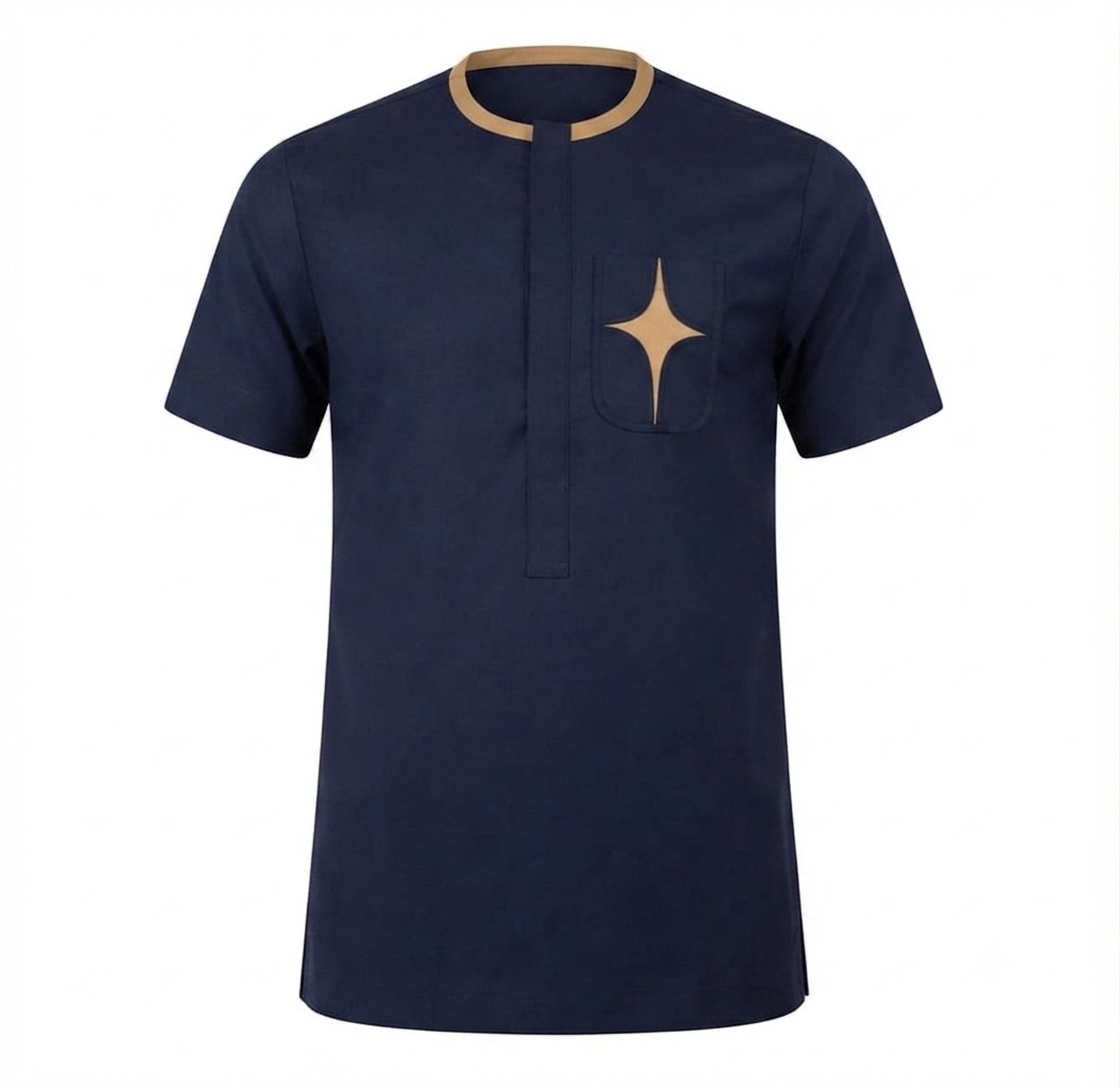 Navy Blue Star-Accented Senator Shirt XXL