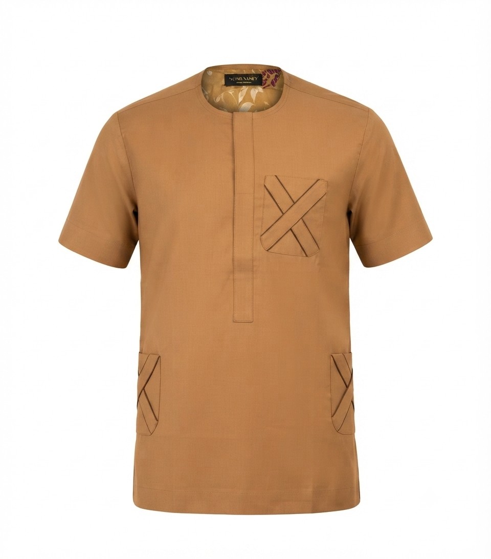 Camel Brown Cross-Pocket Utility Shirt XXL