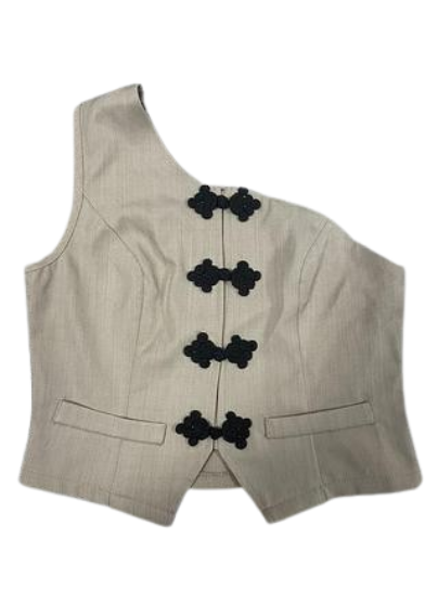 Selianne Asymmetric Neckline Sleeveless Blouse With Front Buttons