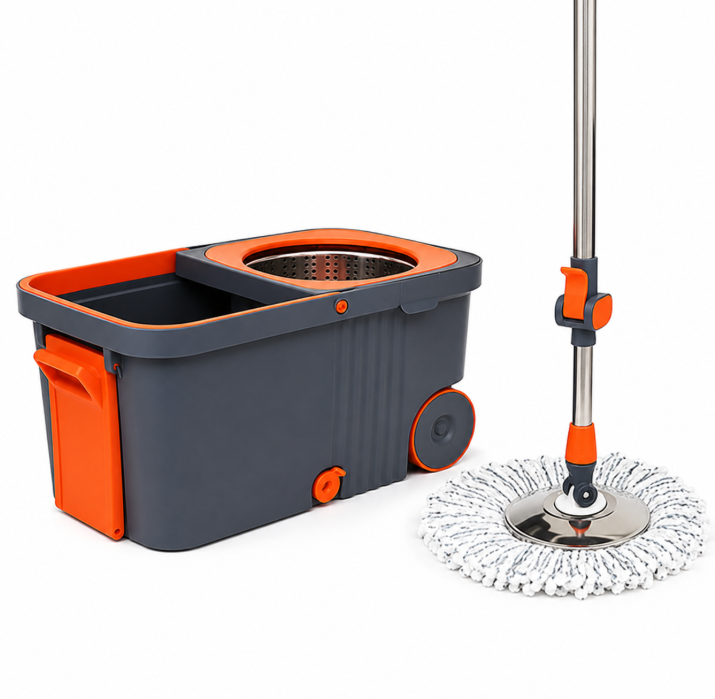 360° Spin Mop & Bucket Cleaning System with Wringer – Easy Wring, Wheels & Adjustable Handle