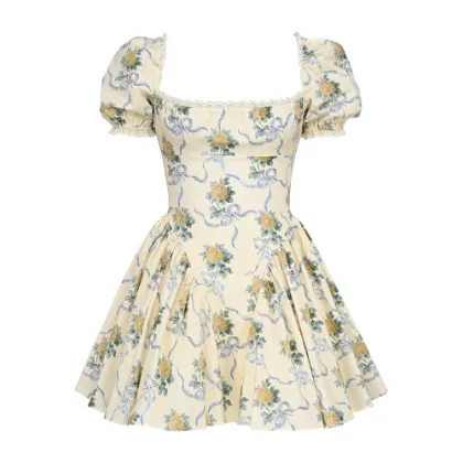 House of CB Rosie Puff Sleeve Stretch Cotton Mini Sundress-L