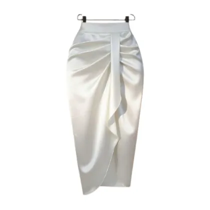 EMERY ROSE High Waist Ruched Asymmetrical Hem Skirt-M